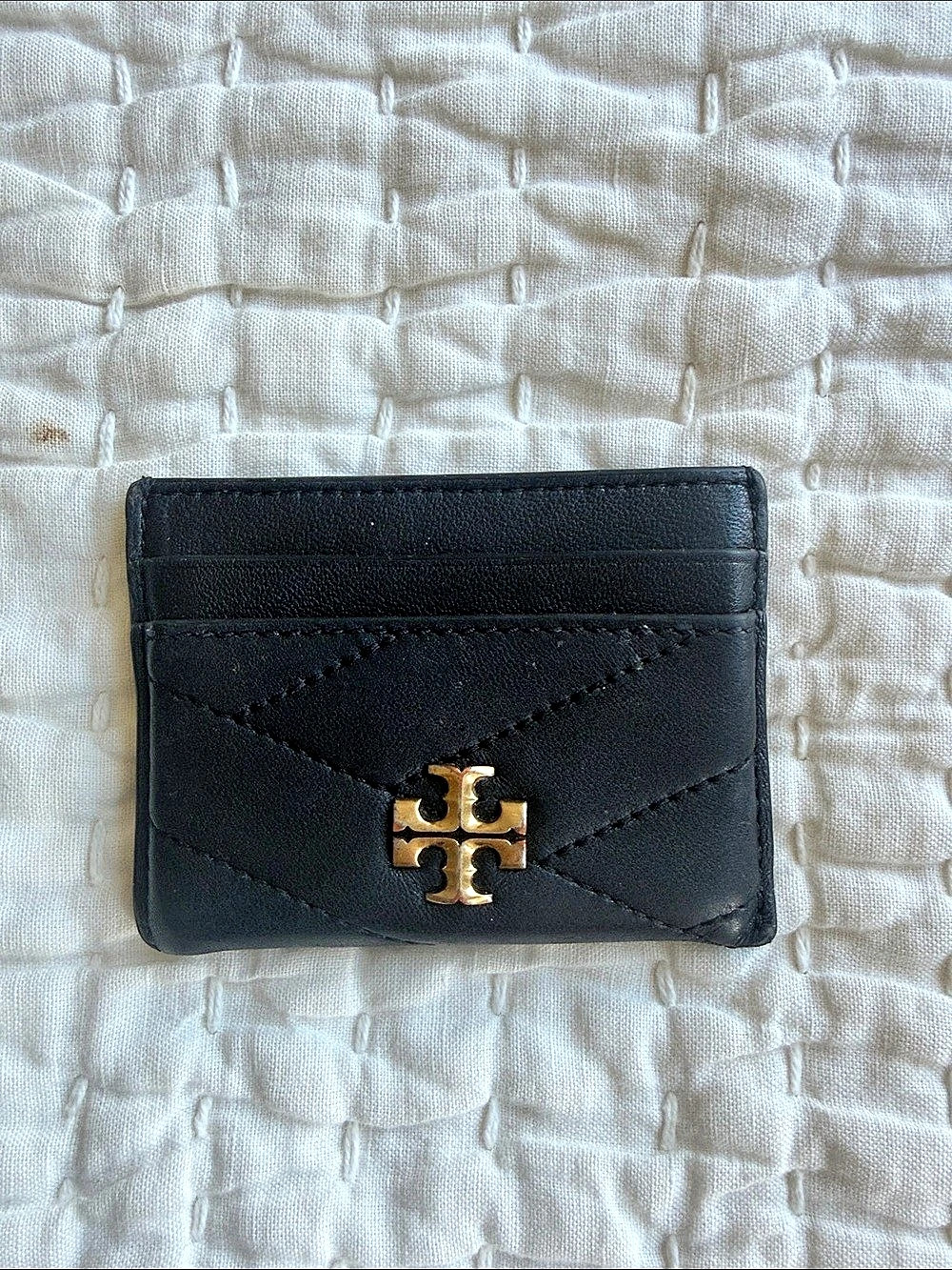 Tory Burch Kira Chevron Card Case Black